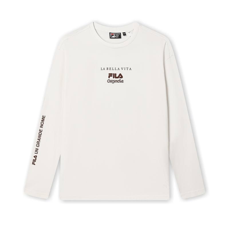 FILA T Shirts Men's Fresh Ivory Crew Neck Moderate Straight Fit
