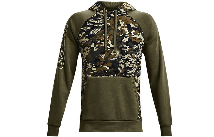 Under Armour Under Armour Script Sweatshirts Men's Green Hooded Thickened Regular
