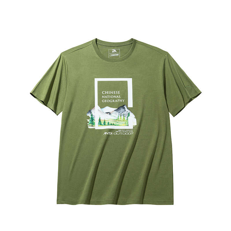 Anta x National Geographic Outdoor Collection T Shirt Men's Snail Turquoise Green