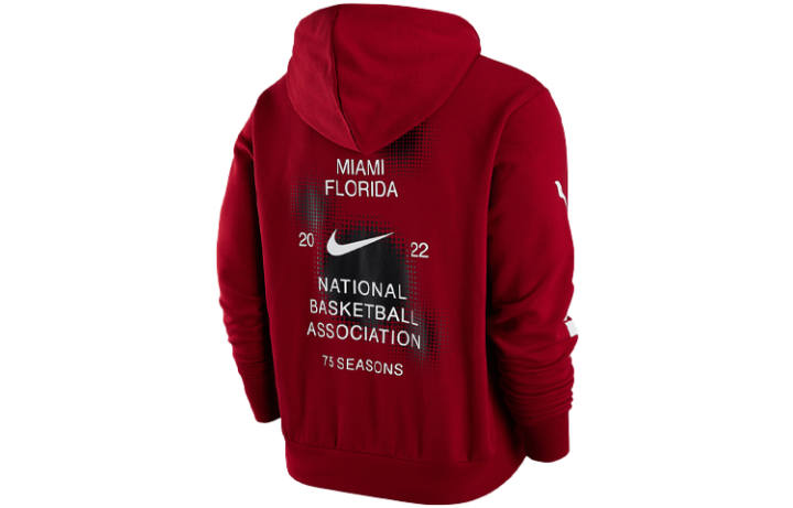 Nike Nike NBA Miami Heat, Casual Sports Brushed Pullover Fleece Lined Hooded Sweatshirt Winter Men's Red