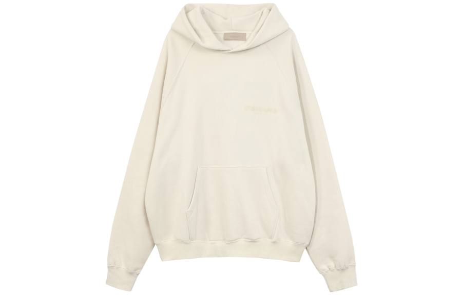 Fear Of God Essentials FW21 3D Logo Pullover Fleece Lined, Fall American Heavyweight Sweatshirt Unisex Beige Gray