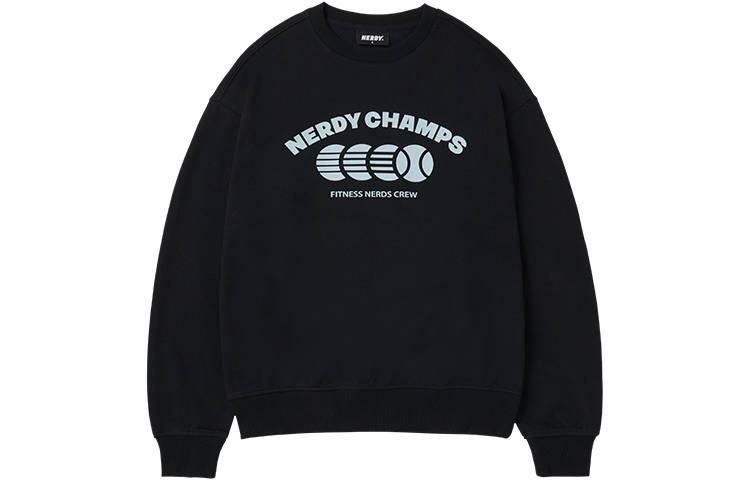 Nerdy Nerdy Sweatshirts Unisex Black Crew Neck Moderate Regular