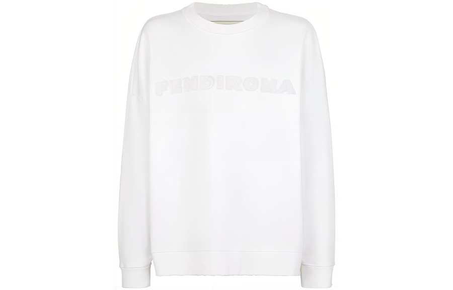 FENDI Sweatshirts Men's White Crew Neck Moderate Regular
