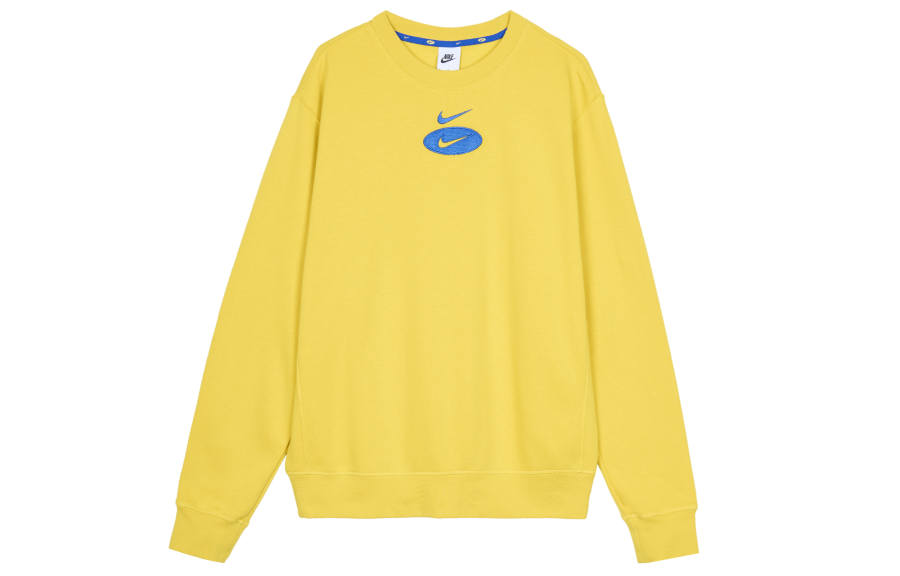 Nike Nike As M Nsw Sl Bb Crew Logo Casual Sports Fleece Lined Crew Neck Long Sleeved Sweatshirt Men's Bright Sulfur Yellow