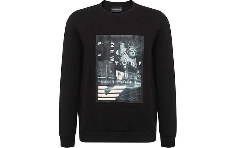 EMPORIO ARMANI Sweatshirts Men's Black Crew Neck Moderate Regular