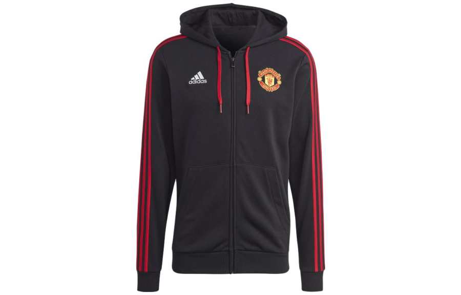 Adidas Adidas Manchester United Sweatshirts Men's Black Hooded Moderate Cardigan