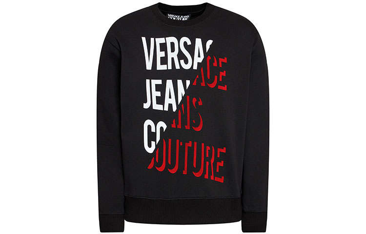 VERSACE JEANS COUTURE Sweatshirts Men's Black Crew Neck Moderate