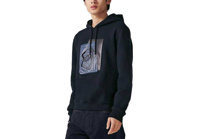 HERMES HERMES Sweatshirts Men's Dark Blue Hooded Moderate Regular