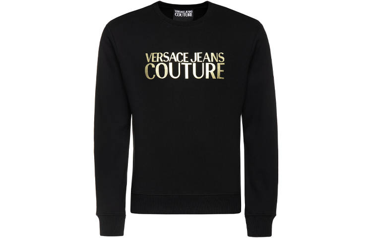VERSACE JEANS COUTURE Sweatshirts Men's Black Crew Neck Moderate Regular