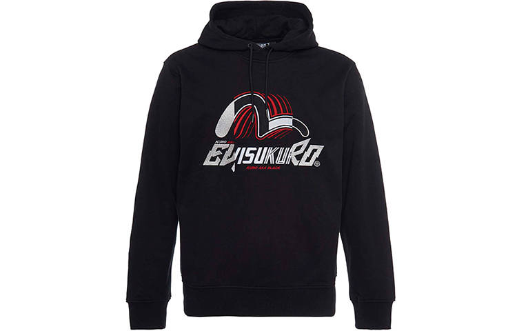 EVISU EVISU Sweatshirts Men's Black Hooded Moderate Regular