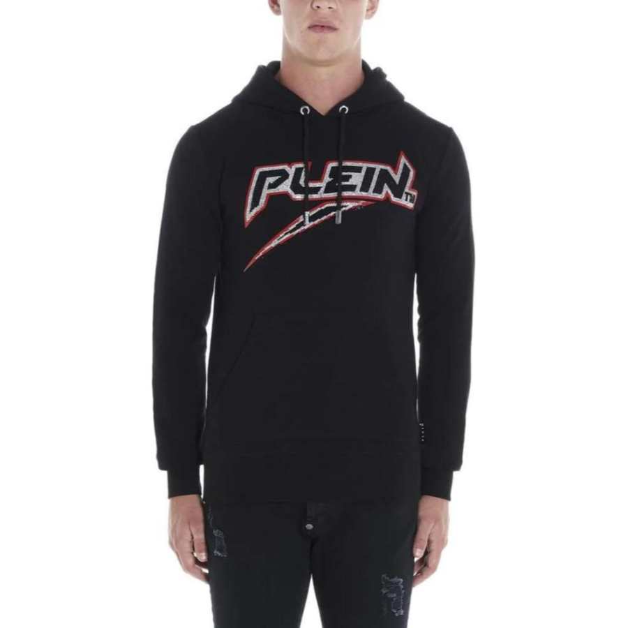 PHILIPP PLEIN Sweatshirts Men's Black Hooded Moderate Other