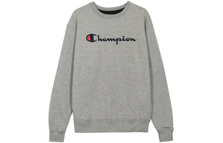 Champion Champion Script Logo Fleece Lined, US Version Crew Neck, Winter Sweatshirt Unisex Gray