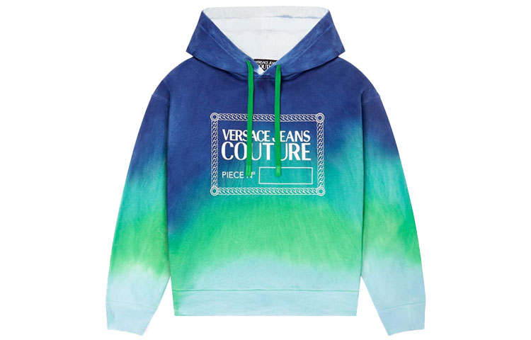 VERSACE JEANS COUTURE Sweatshirts Men's Turquoise Hooded Moderate Regular