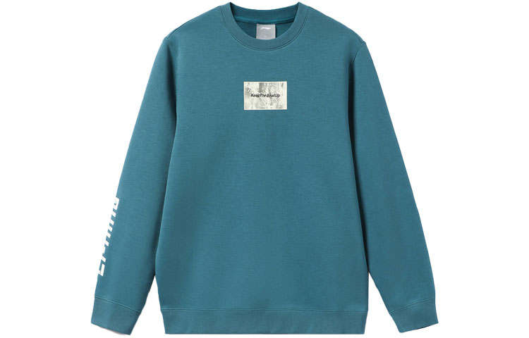 Li-Ning Li Ning Sports Fashion Collection Sweatshirts Men's Turquoise Crew Neck Moderate Regular