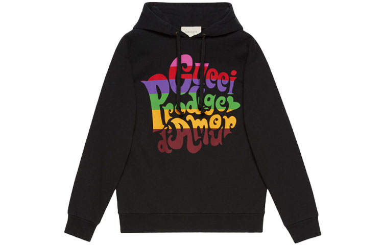 GUCCI Sweatshirts Men's Black Hooded Non Detachable Moderate