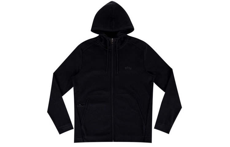 HUGO BOSS Sweatshirts Men's Black Hooded Moderate Regular