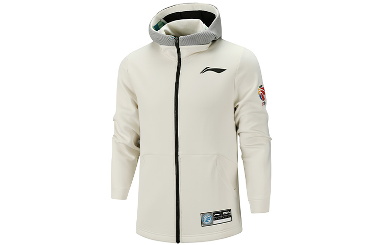 Li-Ning Li Ning Sports Basketball Collection Sweatshirts Men's White Hooded Moderate Cardigan