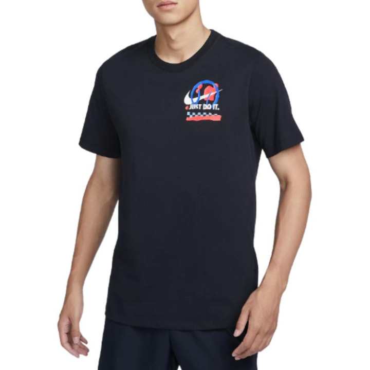 Nike Nike T Shirts Men's Black Crew Neck Moderate Straight Fit