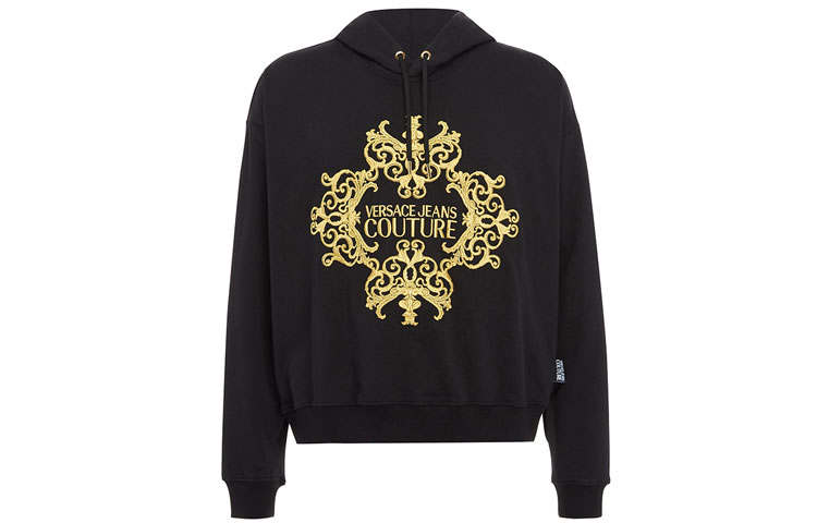 VERSACE JEANS COUTURE Sweatshirts Men's Black Hooded Moderate Regular