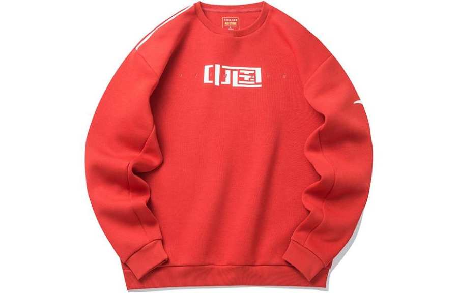 ANTA Variety Training Collection Sweatshirts Men's Red Crew Neck Moderate Regular