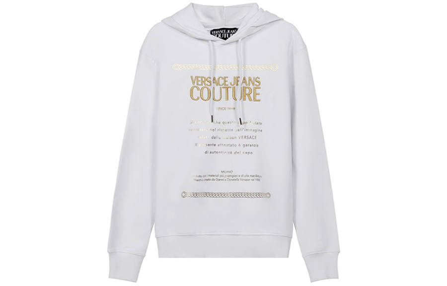 VERSACE JEANS COUTURE Sweatshirts Men's White Hooded Thickened Regular