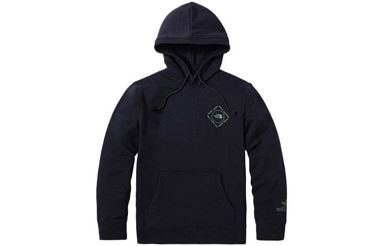 THE NORTH FACE Outdoor Sports Thickened And Fleece Lined Thermal Print Pullover Sweatshirt Men's Blue