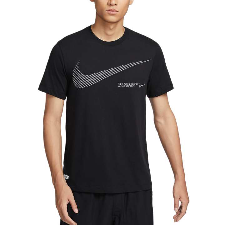 Nike Nike T Shirts Men's Black Crew Neck Moderate Straight Fit