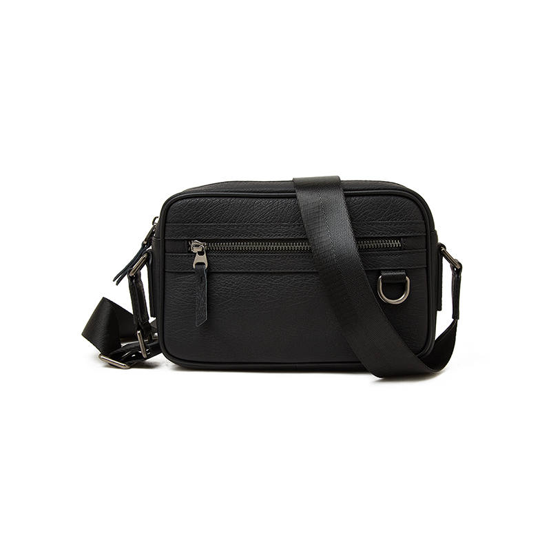 LAORENTOU Top Grain Cow Leather Crossbody Bags Men's Black