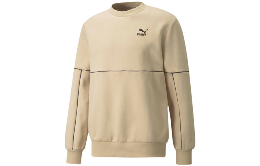 PUMA Sweatshirts Men's Khaki Crew Neck Moderate Regular