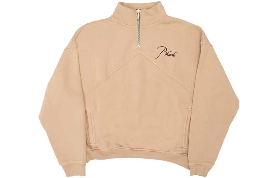 Rhude Quarter Zipped Logo Embroidered Sweatshirt