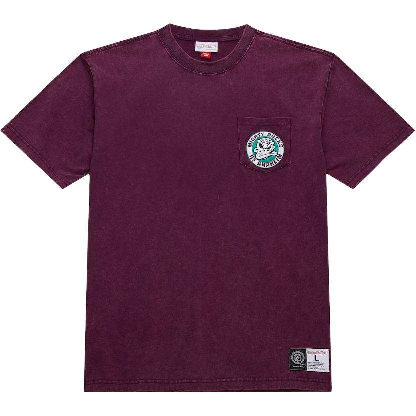 Mitchell Ness x NHL Anaheim Ducks Vintage Logo Fade Away Premium Pocket T Shirt Men's Purple