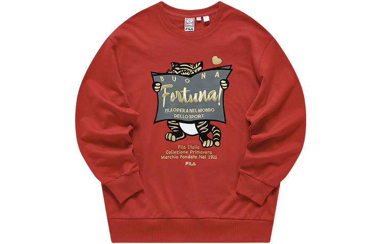 FILA Co Branded Year Of The Tiger Collection Sweatshirts Unisex Legend Red Crew Neck Moderate Regular