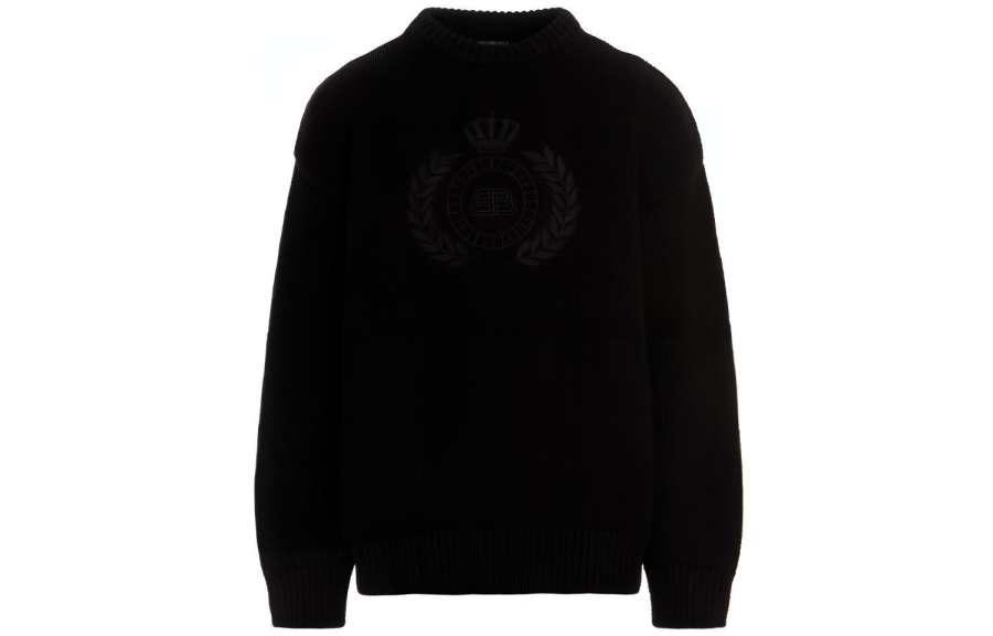 Balenciaga Bb Laurel Crown Logo Crewneck Knitted Sweater