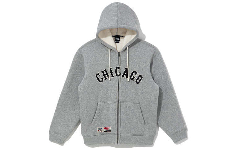 New Era Sweatshirts Unisex Gray Hooded Moderate Cardigan