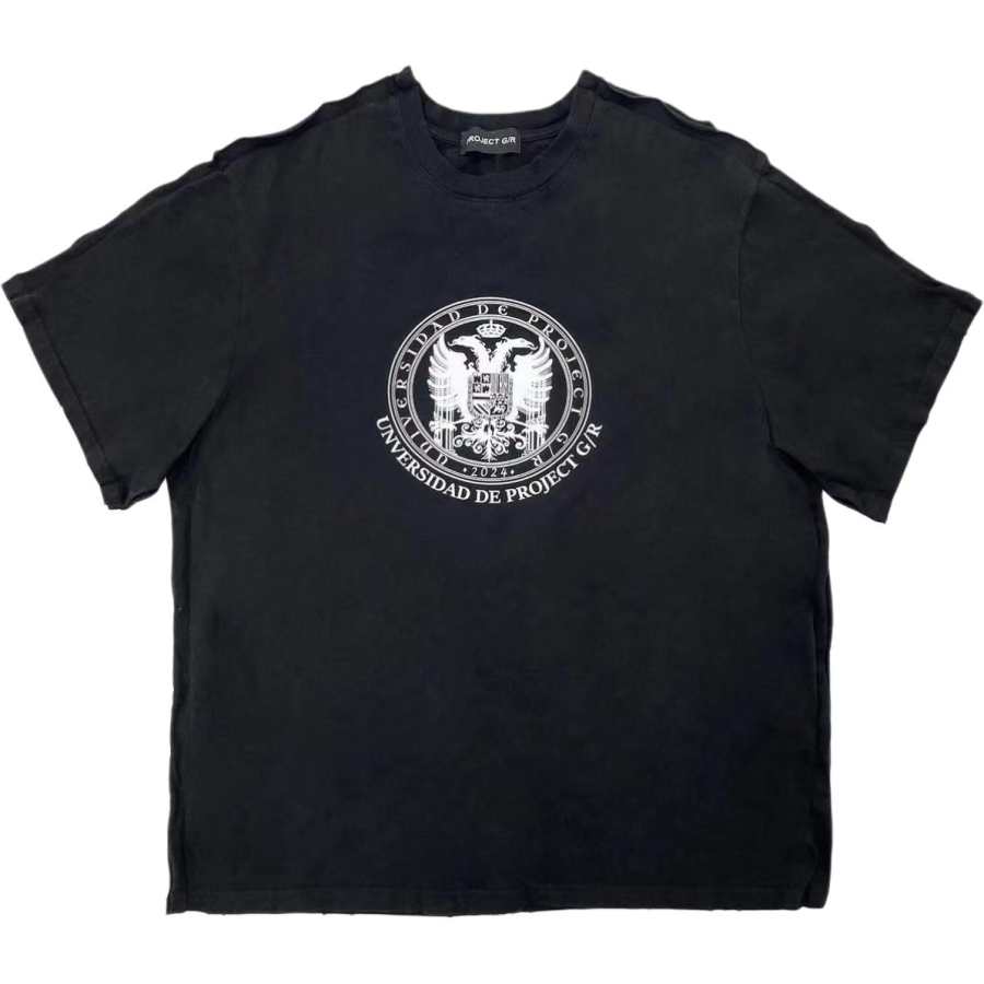 GRAILZ PROJECT G/R 2024 T Shirts Unisex Black Crew Neck Moderate Straight Fit
