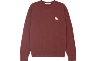 Maison Kitsune Sweatshirts Men's Burgundy Crew Neck Moderate Regular