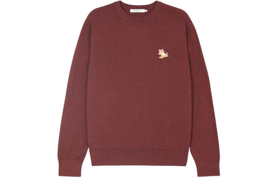 Maison Kitsune Sweatshirts Men's Burgundy Crew Neck Moderate Regular