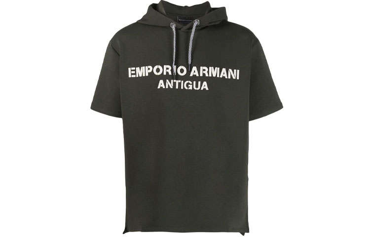 EMPORIO ARMANI Sweatshirts Men's Green Hooded Moderate Regular