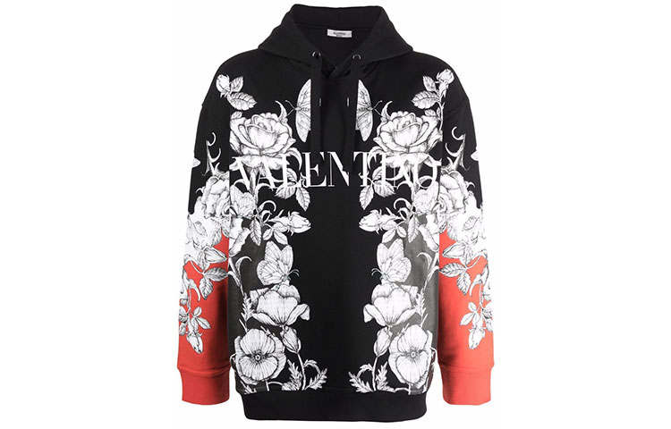 Valentino Sweatshirts Men's Black Hooded Moderate Regular