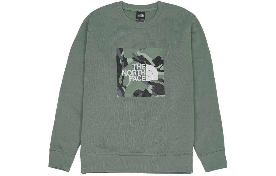 THE NORTH FACE Logo Print Thickened And Fleece Lined Thermal Pullover Sports Sweatshirt Unisex Sapphire Green
