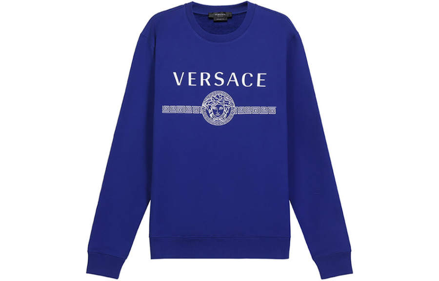 VERSACE VERSACE Sweatshirts Men's Royal Blue Crew Neck Moderate Regular