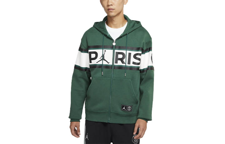 Jordan Jordan Sweatshirts Men's Noble Green Hooded Thickened Cardigan