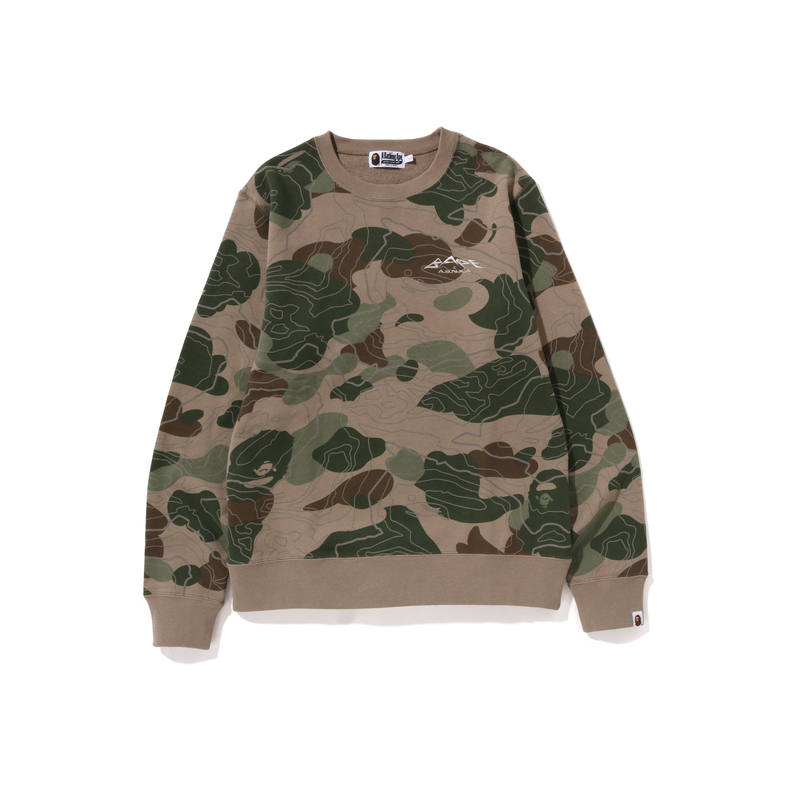 A BATHING APE Bape Layered Line Camo Crewneck