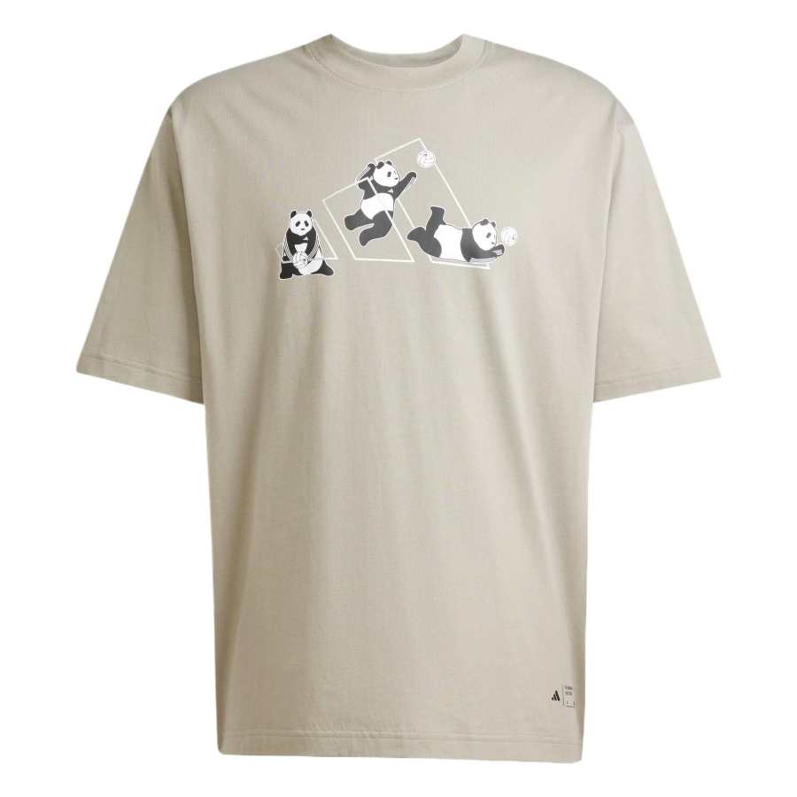 Adidas Adidas PANDA PLAY GRAPHIC T SHIRT T Shirt Unisex Pebble Silver Gray