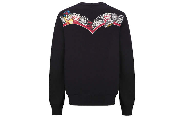 EVISU Sweatshirts Men's Black Crew Neck Moderate Heavyweight