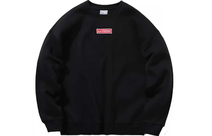Li-Ning Li Ning Sports Fashion Collection Embroidery Small Logo Fleece Lined Loose Fit Crew Neck Pullover Sweatshirt Unisex