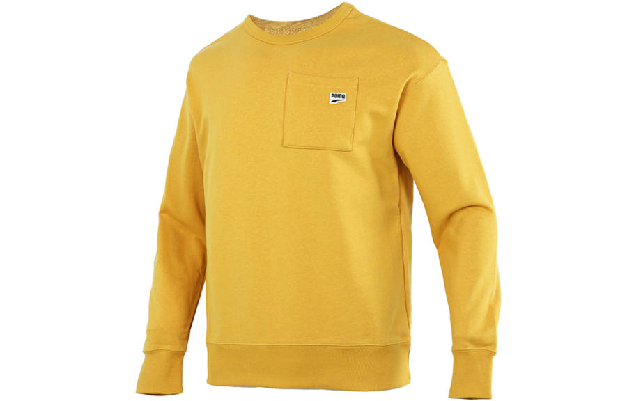 PUMA Sweatshirts Men's Yellow Crew Neck Moderate Regular