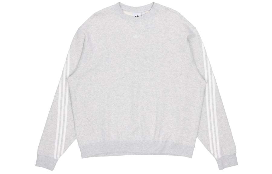 Adidas Originals 3 Stripes Sweatshirts Men's Medium Gray Crew Neck Moderate Regular
