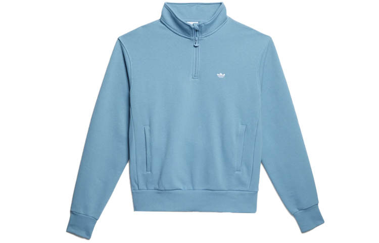 Adidas Originals Sweatshirts Unisex Blue Stand Collar Moderate Regular