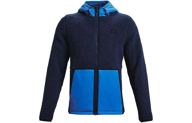 Under Armour Micro Velvet Jackets Men's Collegiate Blue Hooded Thickened Cardigan